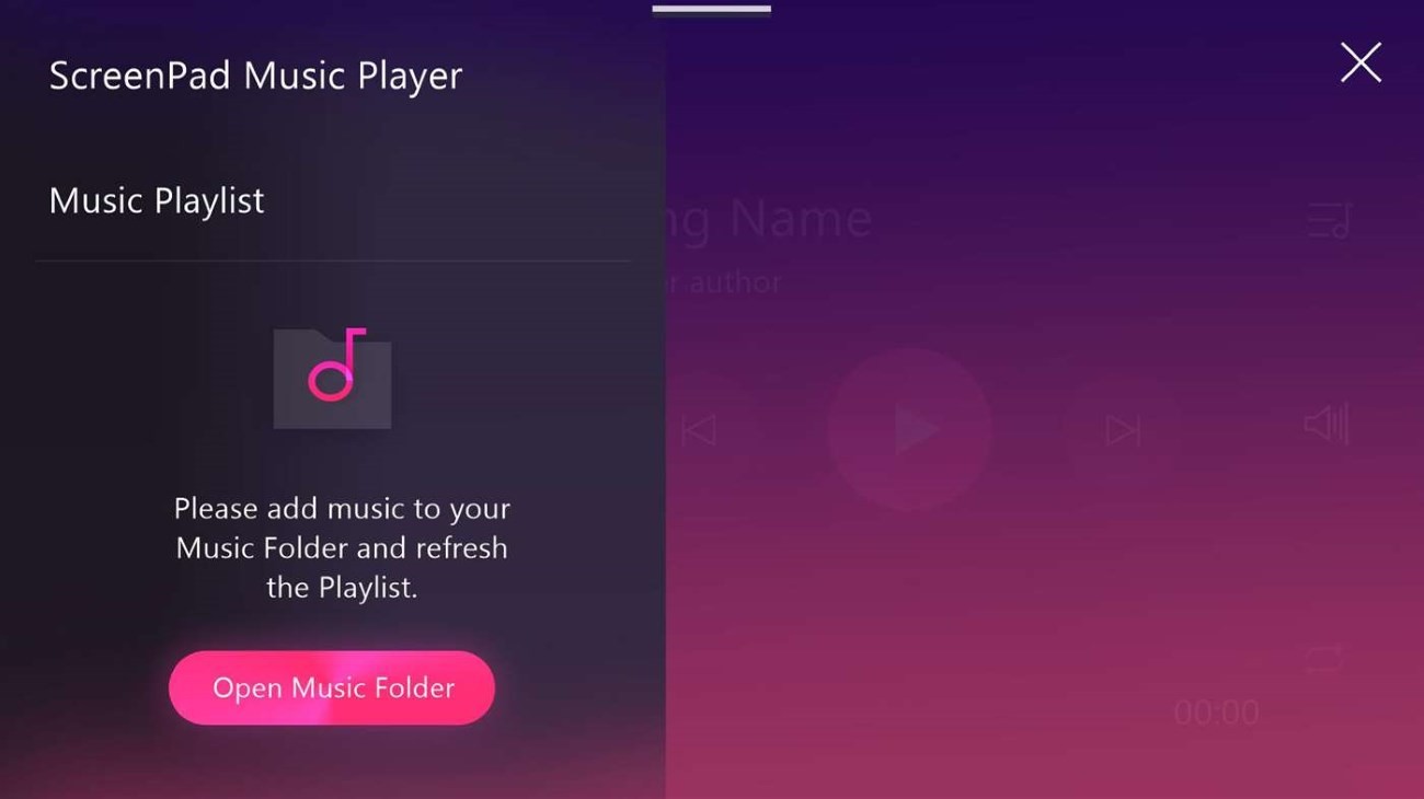 Aplicația Music pentru ScreenPad